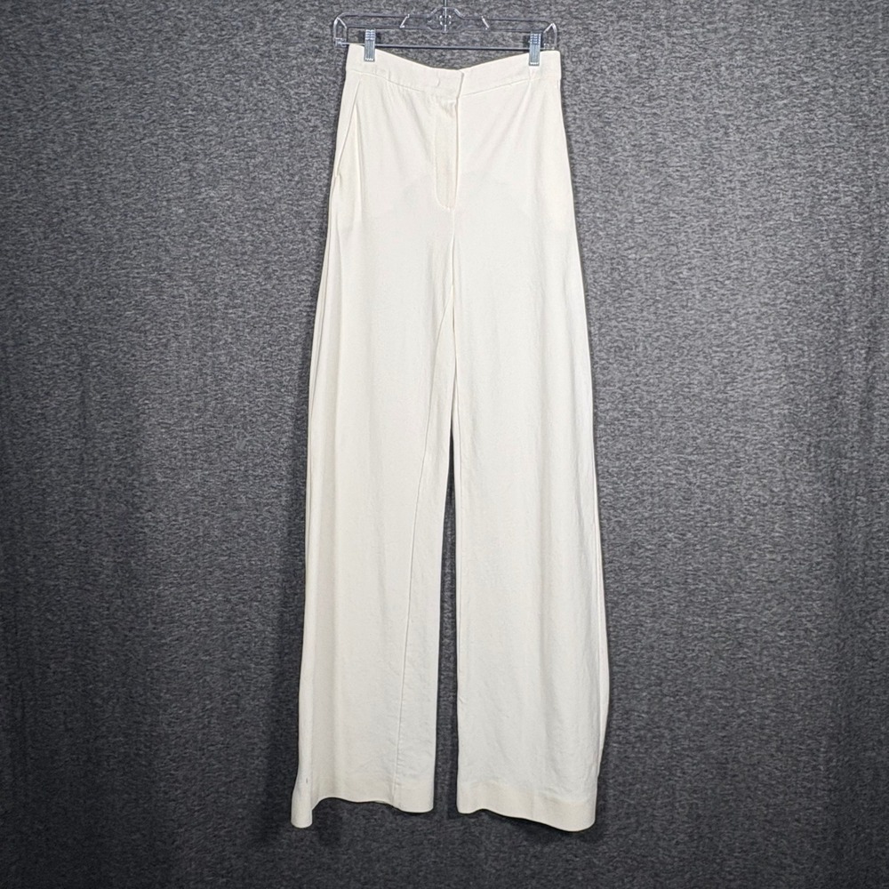 Max Mara Ivory Wide Leg Jersey Trousers High Rise Pants Womens Size 6